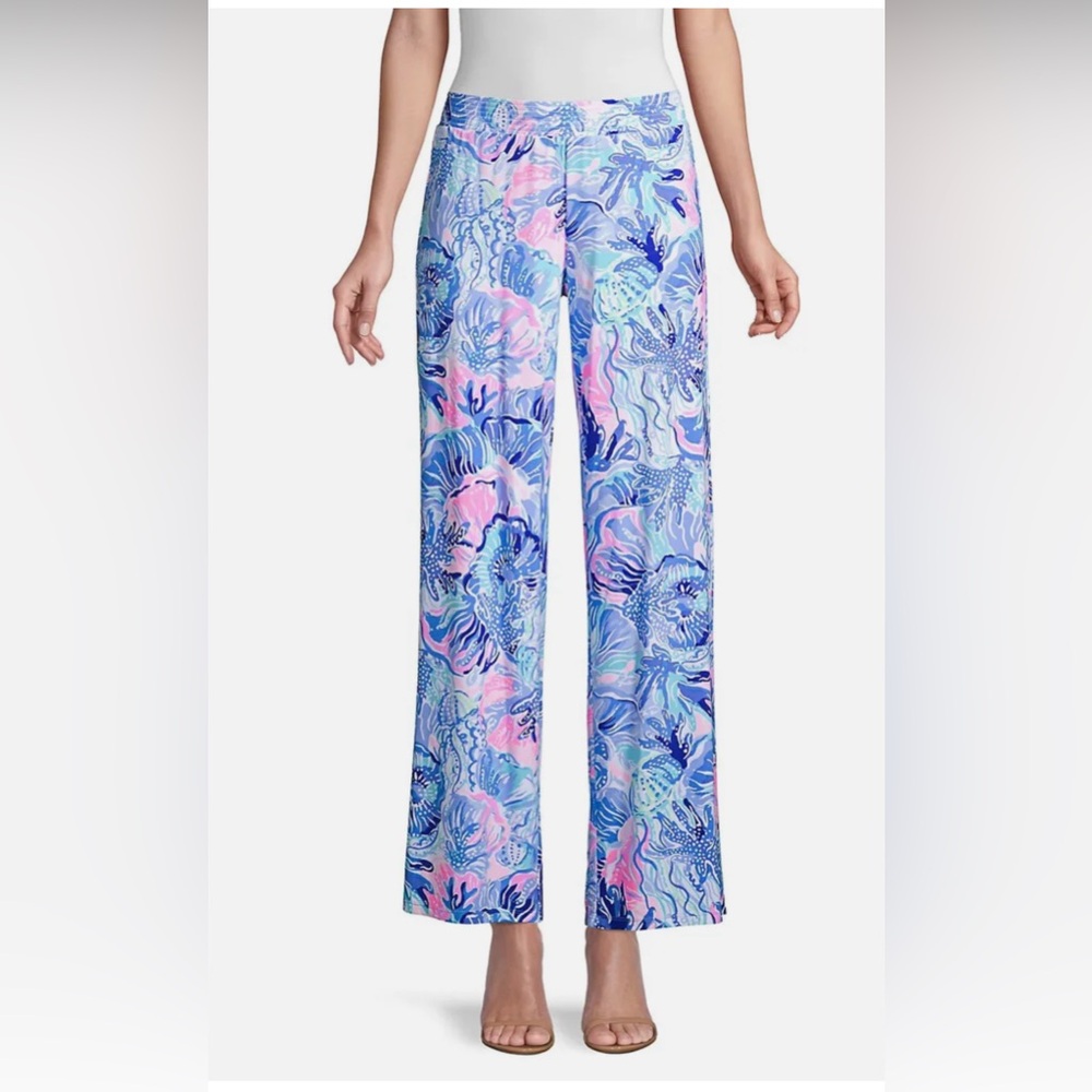 Lilly Pulitzer Lorena Breezy Palazzo Pants Saltwater Blue Shade Seekers size s